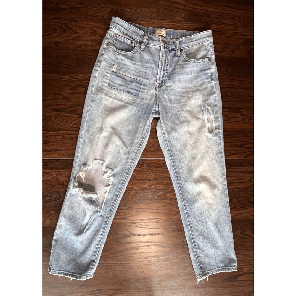 J. Crew Jeans Vintage Crop Distressed Light Blue Size 29 Inseam 27 Regular Women